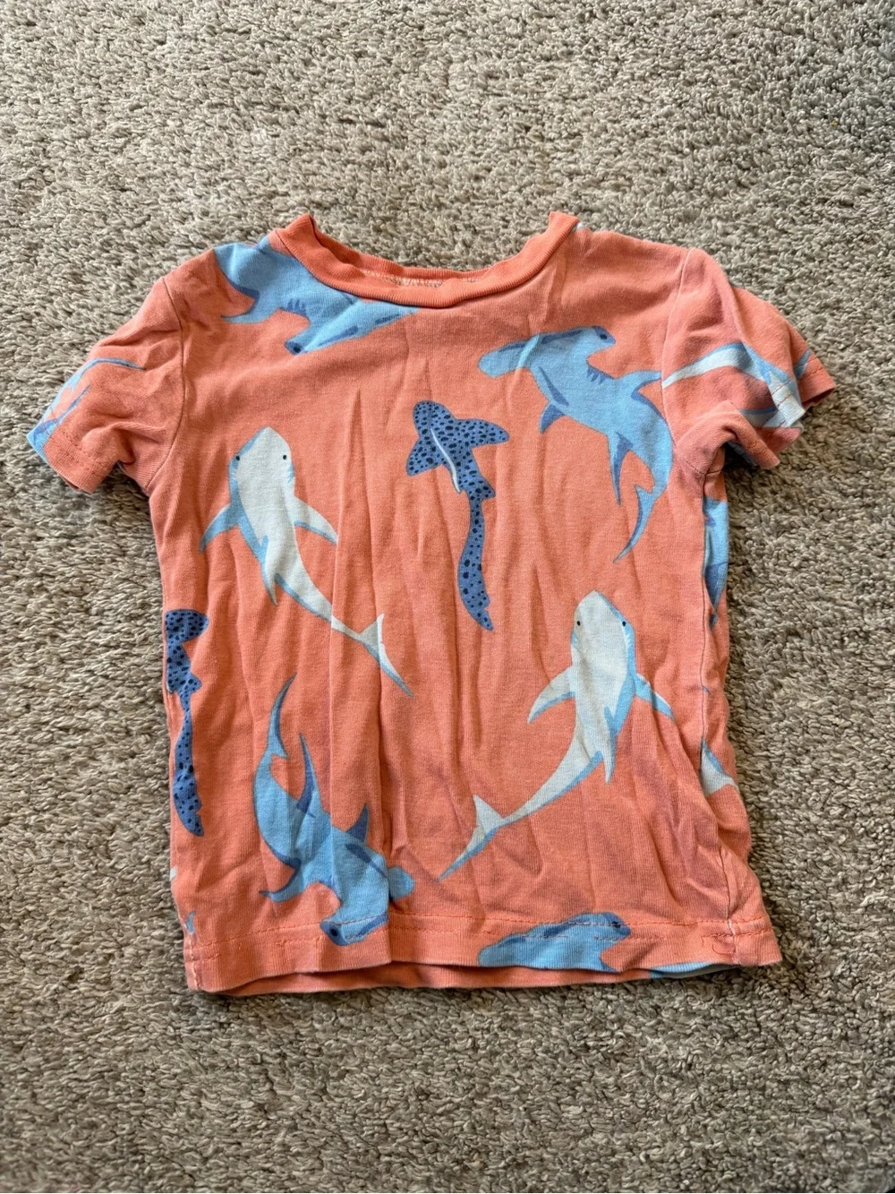 Carter's Coral Short Sleeve Tee with Blue Shark Print